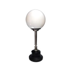 1930s Art Deco Chrome & Opaline Glass Table Lamp | Vintage Globe Lamp | Modernist Desk Light | Stepped Base Accent Lighting
