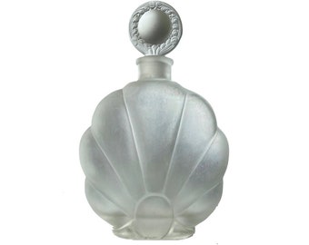 Jaren 30 art-deco Franse matglazen parfumflesjes winkeldisplay.