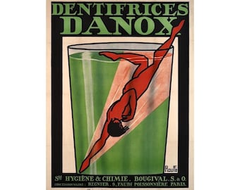 Original French Art Deco Poster “Dentifrices Danox” by Rouffé |  Advertising Lithograph | Vintage