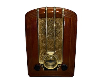 Radio miniatura vintage Art Déco AM FM Emerson 108 USA Tombstone 1936