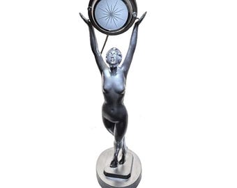1930s Jacques Limousin Signed French Art Deco Lady Lamp.