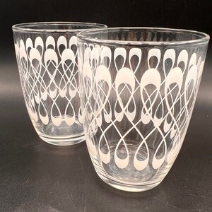 Vintage Glasses 10 oz / MCM / Retro / White Loop - Set of 6