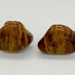 Vintage Raw Tiger&#39;s Eye Stone Screw Back Earrings