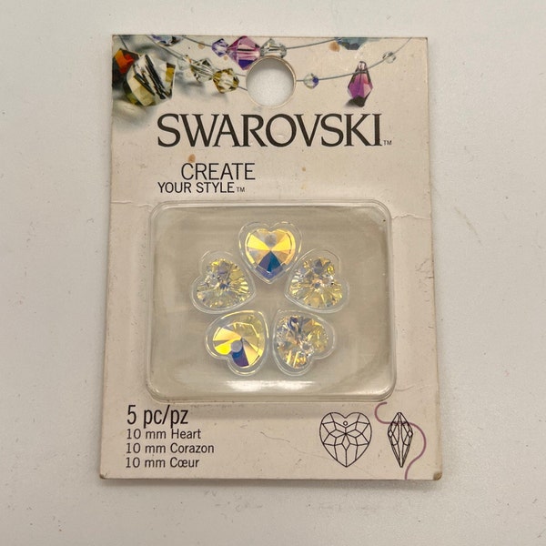 Vintage Swarovski Crystal Hearts / 5 Crystal Hearts / Jewelry Design / Made in Austria