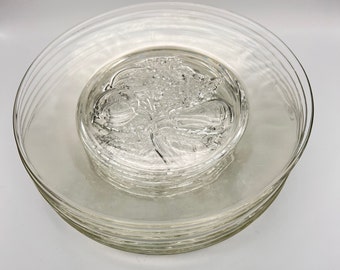 Vintage Indiana Glass Luncheon Plate Fruits Clear / 8 pollici / Set di 8