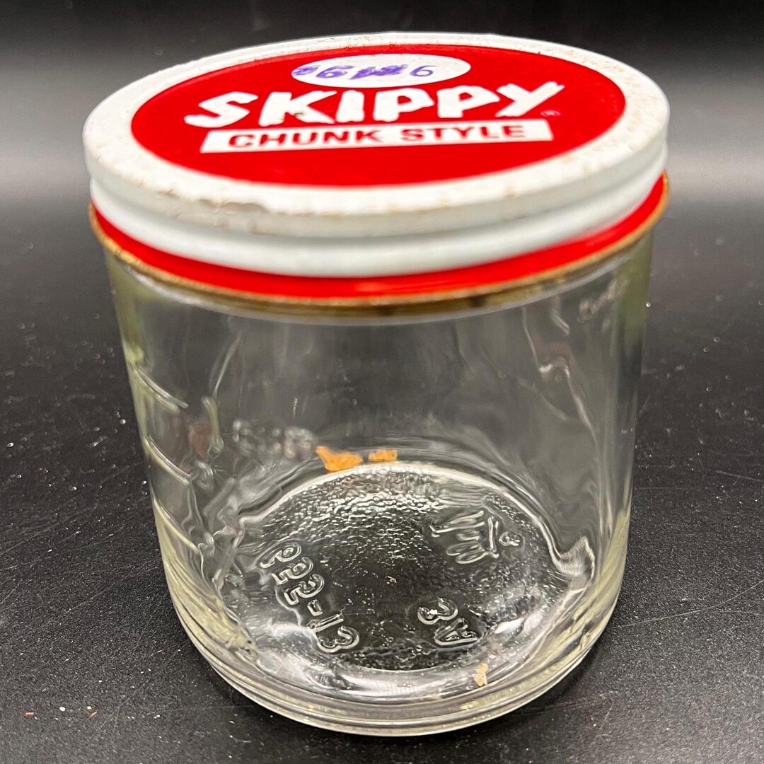 Vintage Skippy Peanut Butter Chunk Style Glass Jar Red Lid 655-13 3A ...