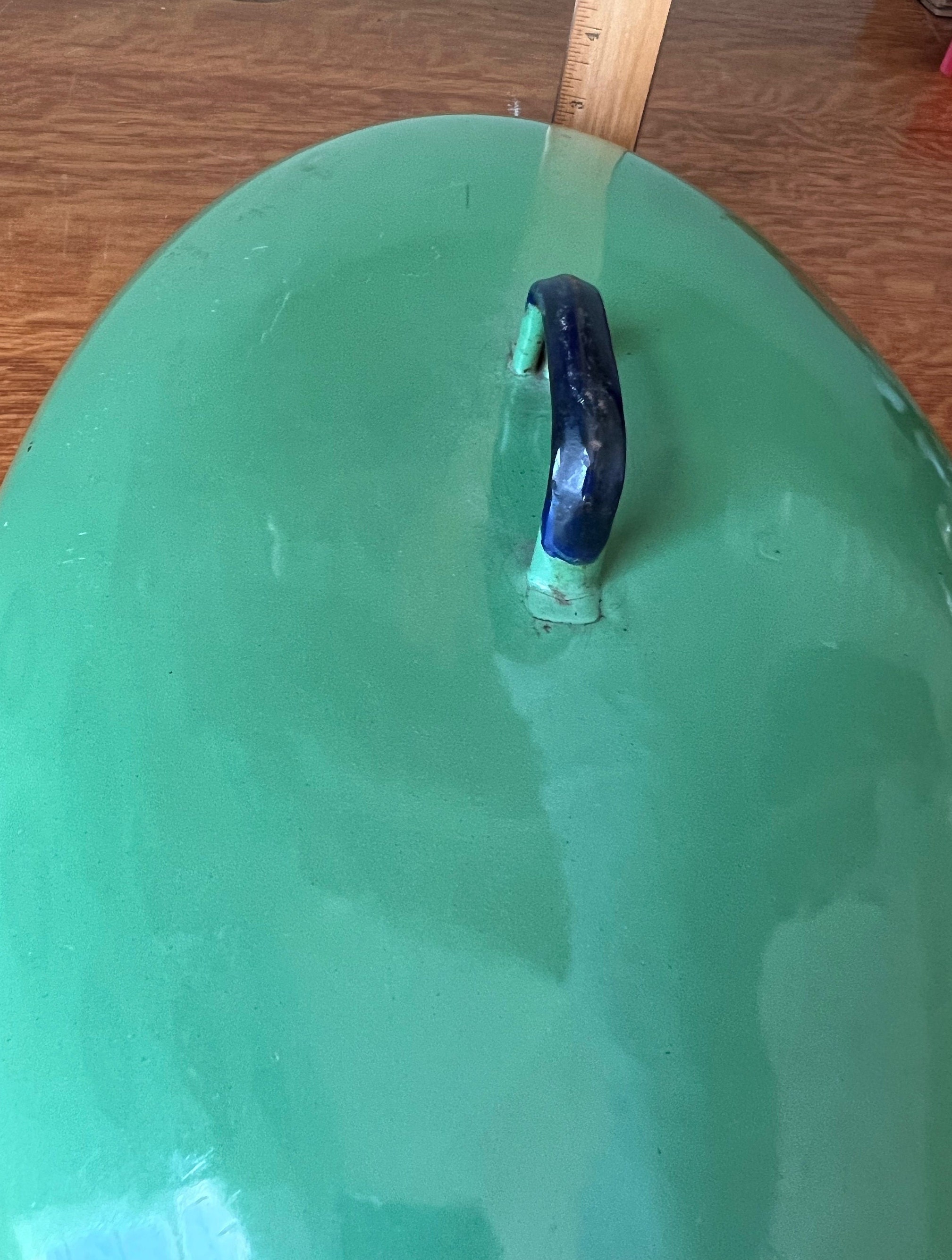 Vintage Green Enamelware Covered Roaster / Roasting Pan With Etsy