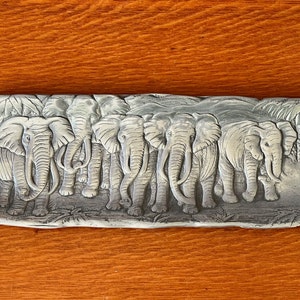 Vintage Aluminum Herd of Elephants Serving Tray