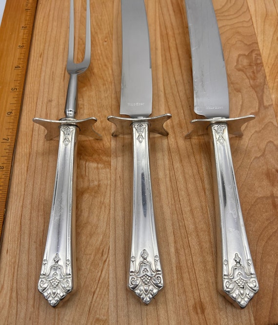 Vintage Her Majesty 1931 by 1847 Rogers Bros Silverplate IS Roast Carving Set With Stainless Blade 2 Knives and Fork Etsy