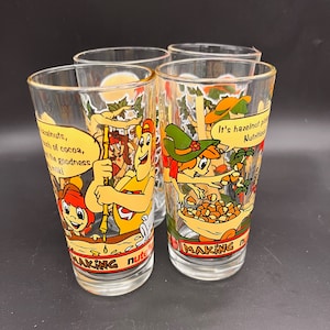 Vintage 1993 & 1995 Nutella Promotional Collector 250ml Drinking Glasses / Raffaella Fox Stage 0 and Stage 5