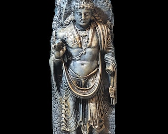 Gandhara Bodhisattva Statue – 2nd Century Buddhist Sculpture from Pakistan | Ancient Gandhara Art | Handcrafted High Quality Resin Replica