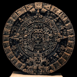 Aztec calendar. Exact replica of the &quot;Sun Stone&quot; in Mexico. High cuality Resin