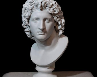 Alexander the Great as Helios Bust – Classical Greek Sculpture | Ancient Macedonian King Statue | Hellenistic Art Bust for Home Decor