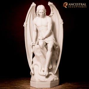 L'Ange du Mal by Joseph Geefs | Lucifer Historical Representation Sculpture | Romantic Gothic Art Statue | Hand Finished Artwork