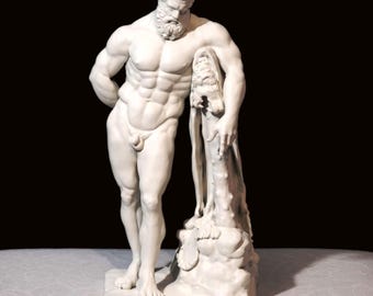Farnese Hercules Sculpture – Artistic Reconstruction in Resin – Classical Greek Statue – Museum Style Decor