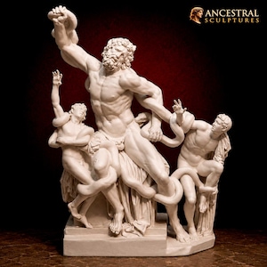 Laokoon und seine Söhne – Klassische griechische Statue. Hochwertiges Kunstharz, mythologische Skulptur, dekorative Kunst
