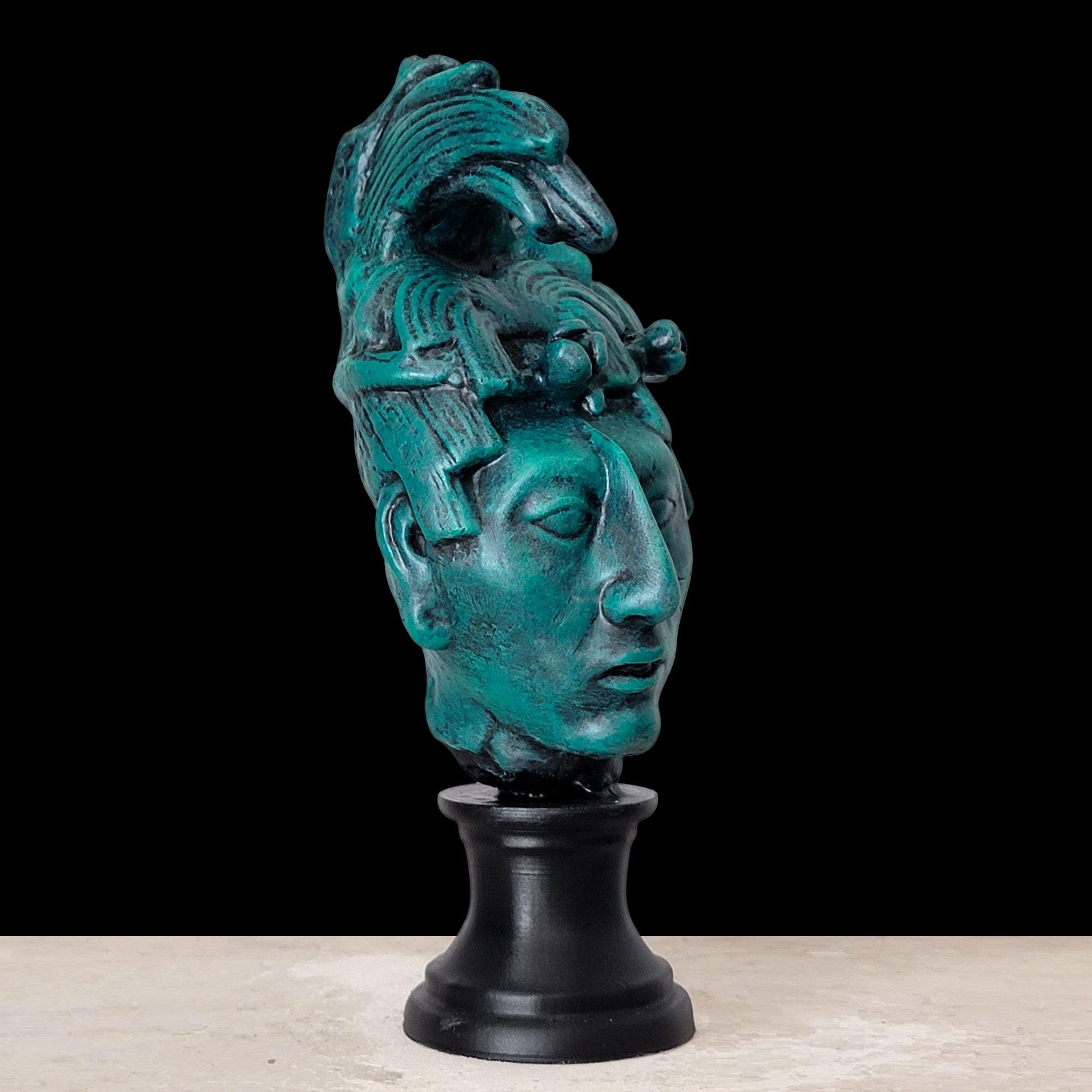 パカル大王の胸像 – パレンケのマヤ王の彫刻レプリカ | 古代マヤの頭部 
