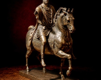 Marcus Aurelius Equestrian Statue Resin | Ancient Roman Sculpture | Classical Roman Art | Historical Decoration | Horse Statue Replica