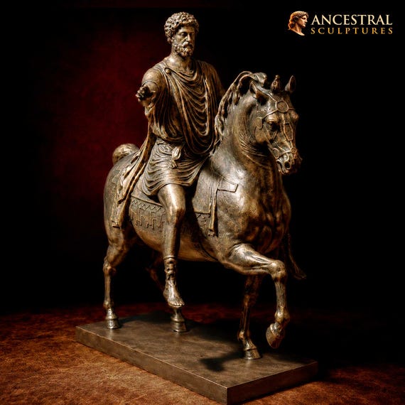 Marcus Aurelius Equestrian Statue Resin | Ancient Roman Sculpture | Classical Roman Art | Historical Decoration | Horse Statue Replica