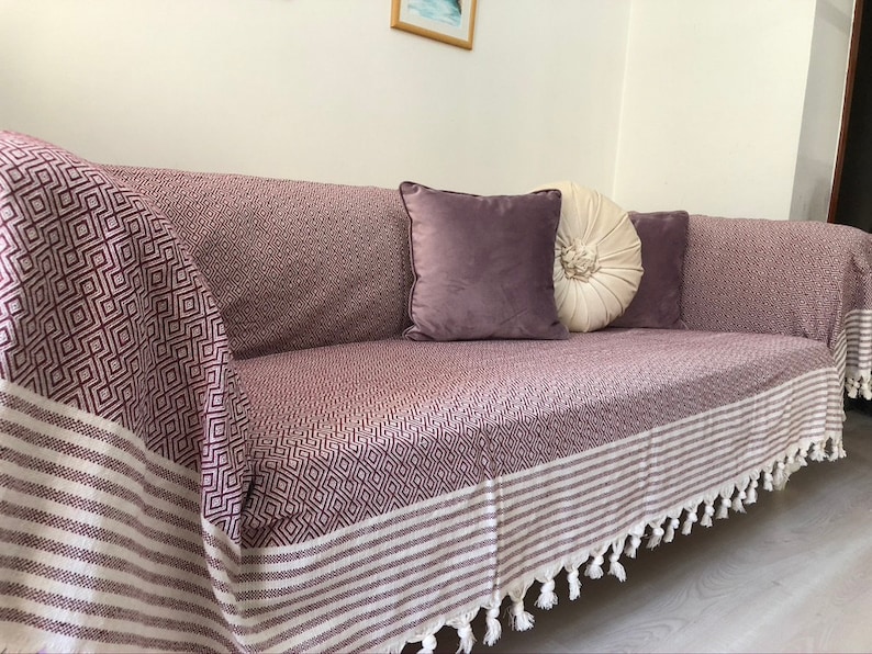 Slipcoverswoven Sofa Cover Cotton Bed Cover Natural Cotton Etsy