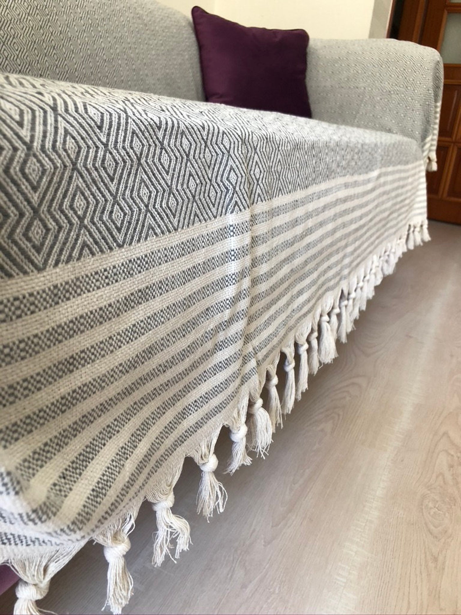 Woven Cotton Sofa Cover: Natural Linen Bed , Native Slipcovers, Textile