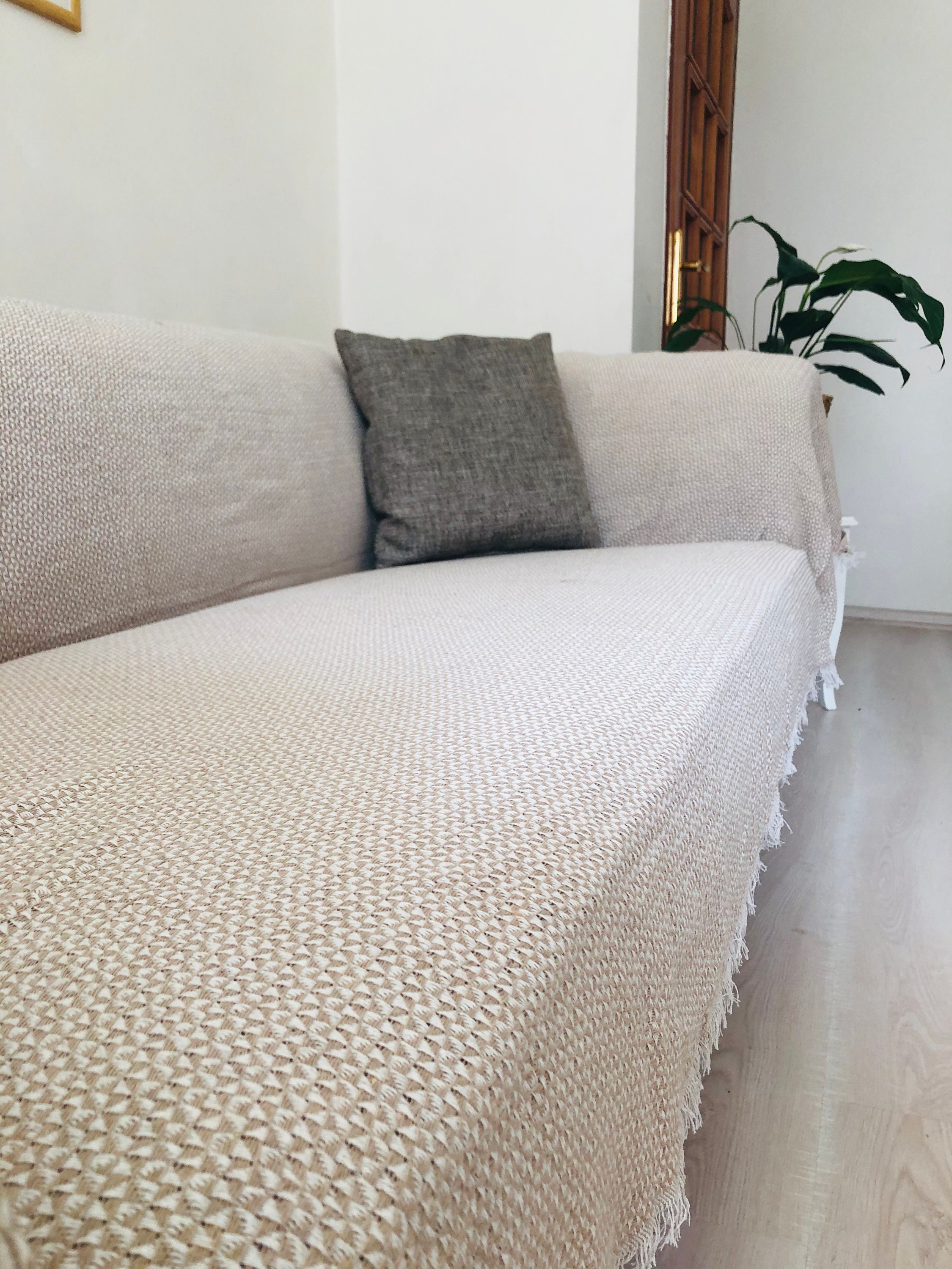 Slipcover for Sofawoven Sofa Cover Cotton Bed Cover Natural Etsy