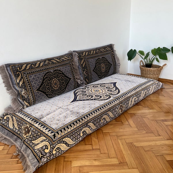 Arabic Sofa Set,Toshak floor setting,Sectional Sofas,Floor Cushions,Pouffs Turkish Floor Seating Sofa cover,3 Piece Set 1x Bed + 2x