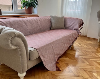 Woven Cotton Sofa Cover: Natural Linen Bed , Native Slipcovers, Textile Couch, Cotton Seat Covering