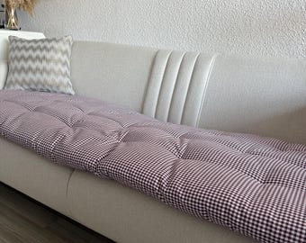 Plum Plaid Sofa Pad Cover: Cotton Pet Furniture Protector, Sofa Topper Covering for Pets