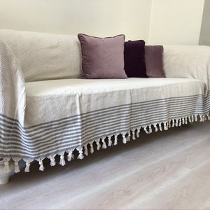 Slipcovers,Woven Sofa Cover, Cotton Bed Cover, Natural Cotton Woven Sofa Cover, Large Linen Bed Cover, Sofa Cover, Cotton Bed Cover