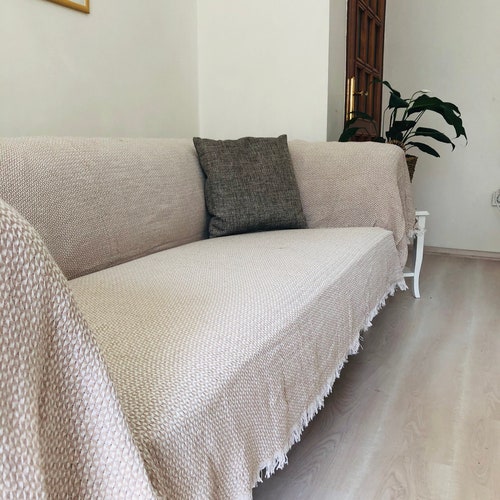 Slipcover for Sofawoven Sofa Cover Cotton Bed Cover Natural Etsy