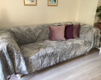 Woven Cotton Sofa Cover: Natural Linen Bed , Native Slipcovers, Textile Couch, Cotton Seat Covering