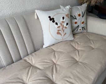 Linen Beige Sofa Pad Cover: Cotton Pet Furniture Protector, Sofa Topper Covering Pets