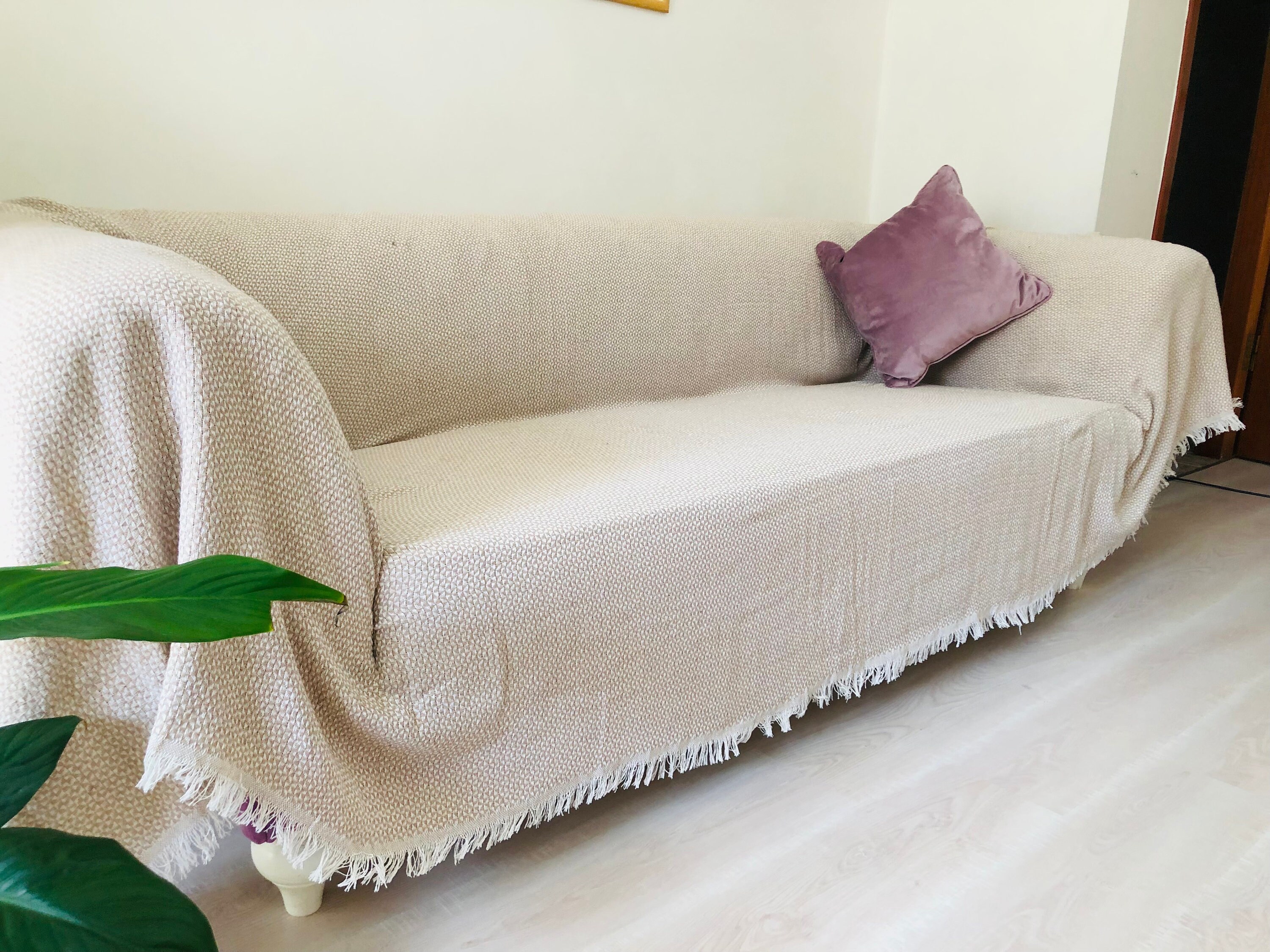 Slipcover for Sofawoven Sofa Cover Cotton Bed Cover Natural Etsy