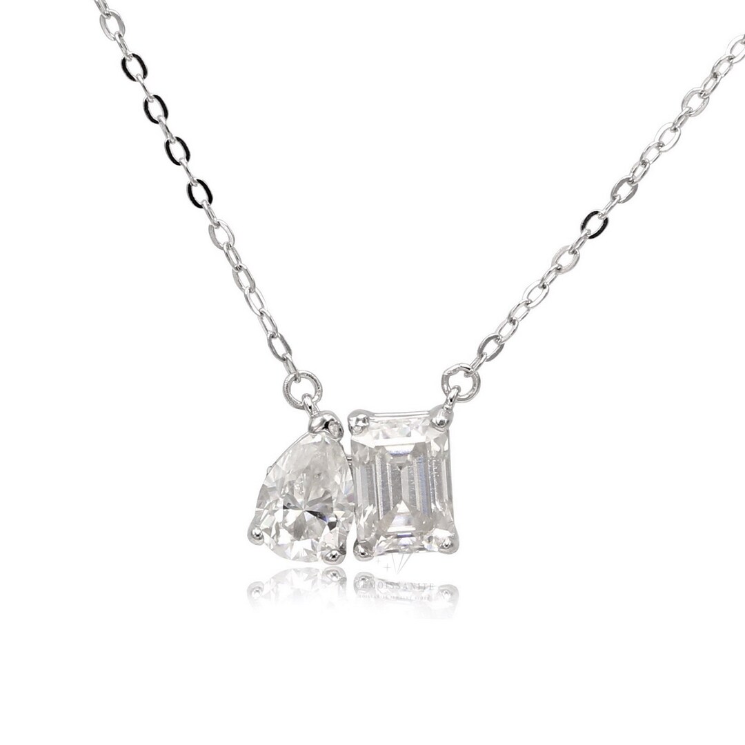 Pendentif En Argent 925 'toi Et Moi' Avec Cristal Violet - Bijou D'occasion Comme Neuf - Longueur 2cm