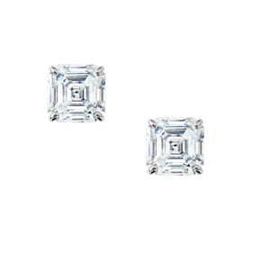 5.5mm 2 Carat Moissanite Asscher Cut Diamond Solitaire Studs 925 Sterling Silver Earrings Studs