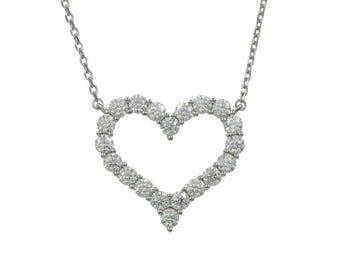 Heart Moissanite Pendant Necklace, 2.0 Carat, 925 Sterling Silver, Gift for Her