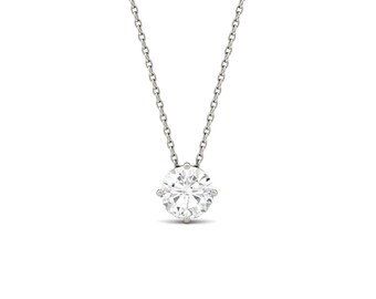 925 Silver D Color Moissanite Diamond Solitaire Pendant Necklace with GRA Certificate