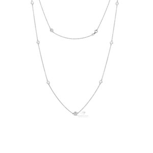 925 Silver D Color 5mm Round Moissanite Diamond by Yard Necklace