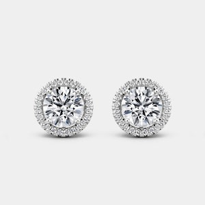 Big Carat 925 Sterling Silver GRA Certified 5mm-10mm Moissanite Halo Setting Earring Studs