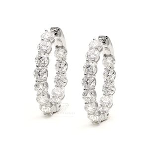 12.0CTW 5MM Moissanite Diamond Oval Shape Hoop Earrings with 925 Sterling Silver
