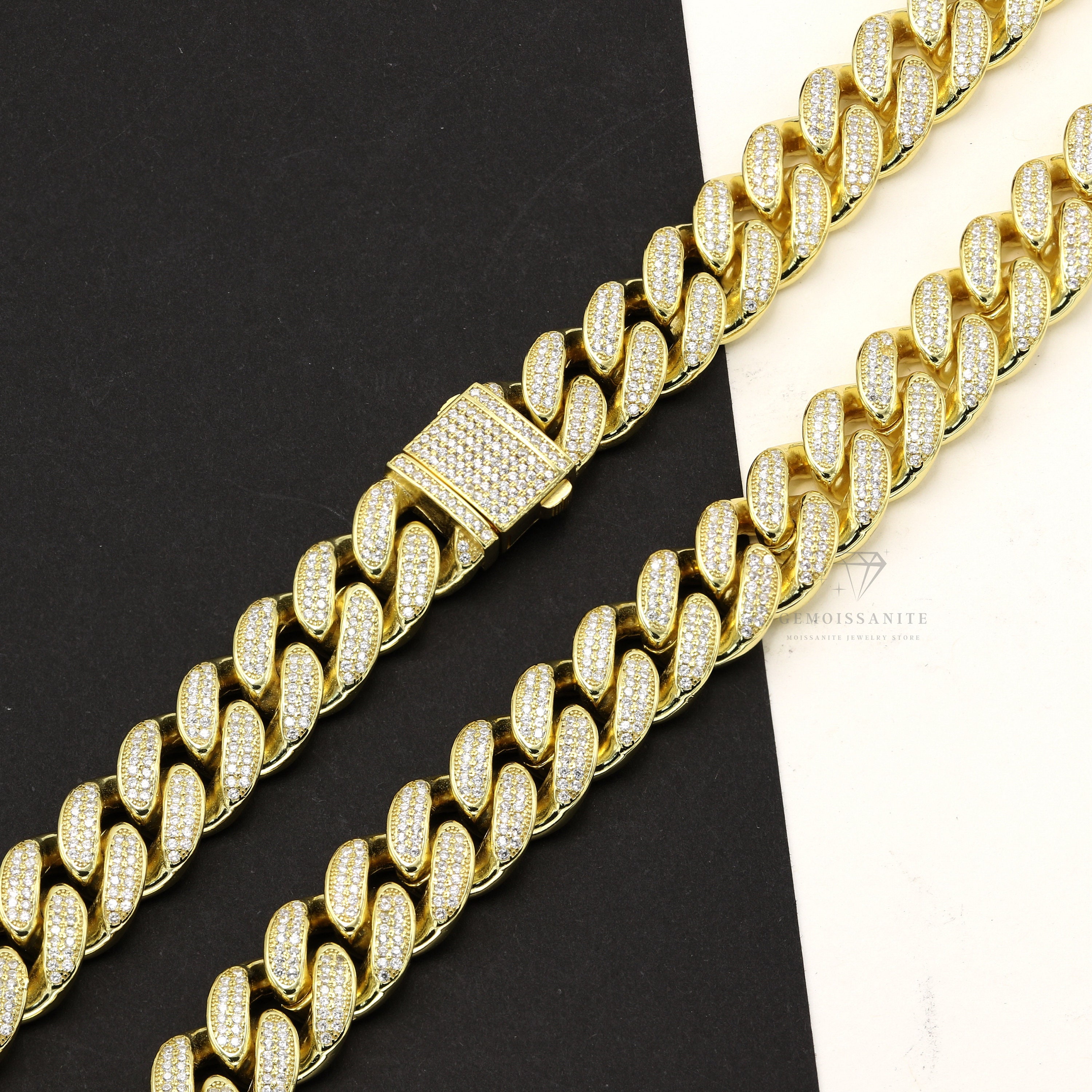 Final Iced Out Miami Cuban Link Chain, 14mm Sterling Silver CZ