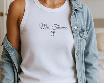 Embroidered Mrs. Pajama Set: Personalized Bride Lounge Outfit