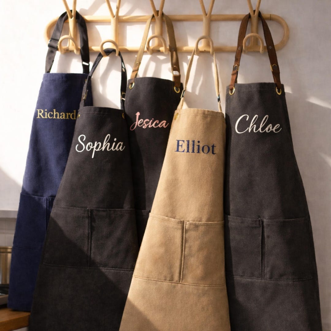 Personalized Embroidered Apron With Pockets, Custom Name Chef Kitchen ...