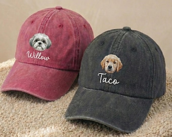 Custom Embroidered Pet Photo Hat, Personalized Dog & Cat Baseball Cap, Pet Portrait Cap, Gift for Pet Lovers