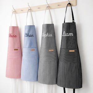 Custom Embroidered Adult Apron with Pockets, Personalized Cooking & BBQ Kitchen Apron, Hostess Gift Idea, Home Chef Gift