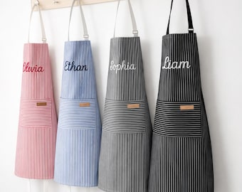 Custom Embroidered Adult Apron with Pockets, Personalized Cooking & BBQ Kitchen Apron, Hostess Gift Idea, Home Chef Gift