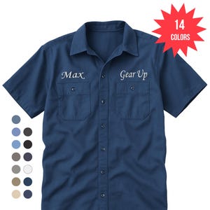Custom Embroidered Short Sleeve Industrial Work, Custom Shirt for Men and Women, Custom Uniform Shirt, Embroidered Logos Available