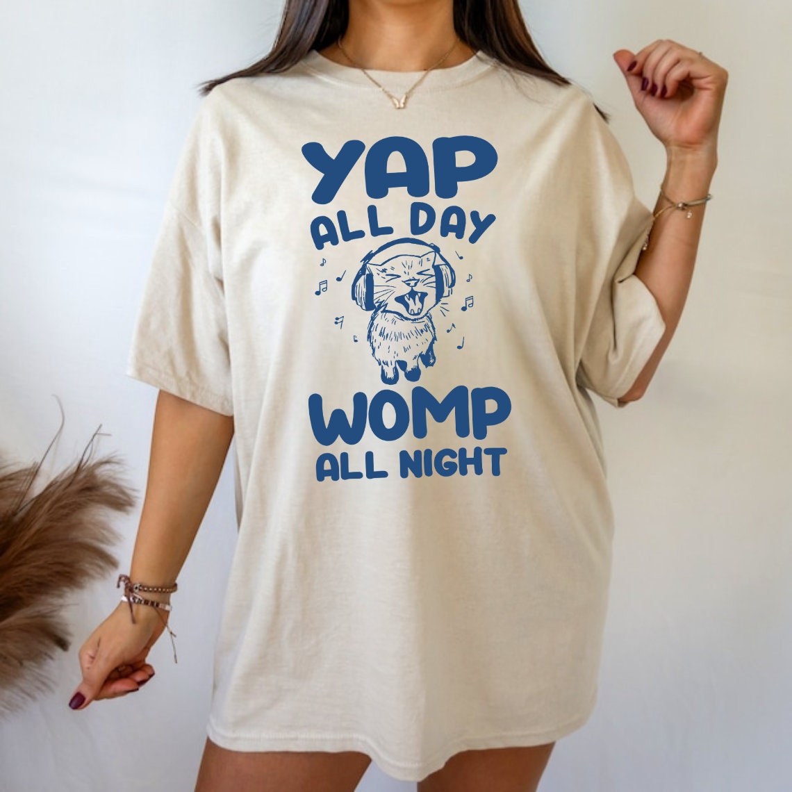 Yap All Day Womp All Night Cute Cat T-shirt, Sweatshirt, Hoodie, Funny Cat Shirt, Retro Funny Gift, Animal Lover Gift, Gift for Cat Lovers