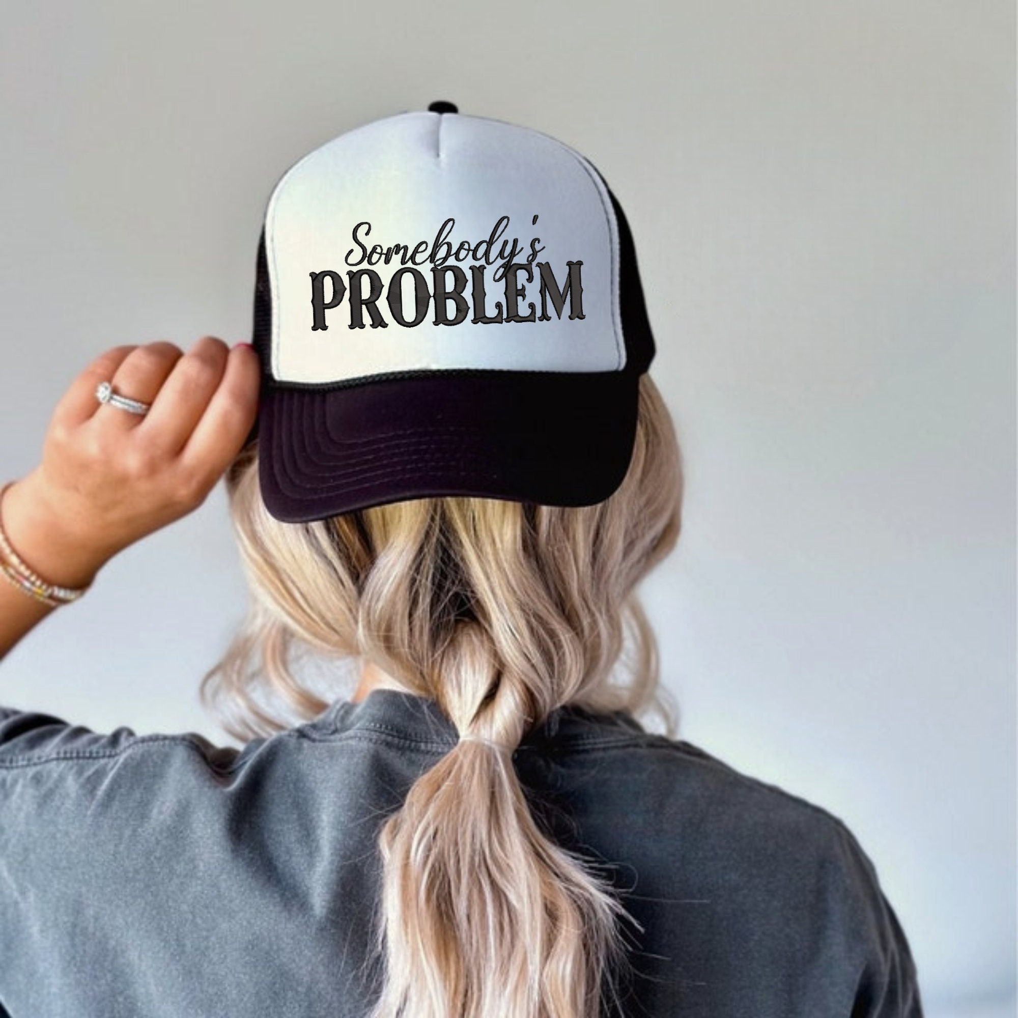 Embroidered Somebody's Problem Foam Trucker Hat, Funny Trendy Women's Trucker Hat, Cowgirl Hat, Gift for Her, Somebody Couple Cap